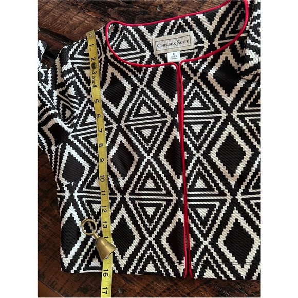 Chelsea Suite abstract black white and red blazer jacket size 8 - Picture 3 of 12